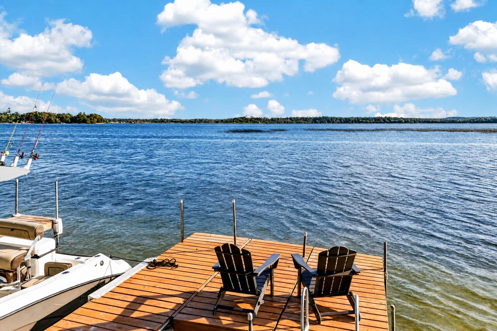 From the dock, looking out across the open water of Gull Lake.